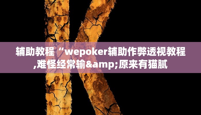 辅助教程“wepoker辅助作弊透视教程,难怪经常输&原来有猫腻