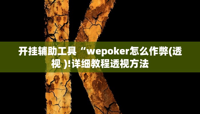 开挂辅助工具“wepoker怎么作弊(透视 )!详细教程透视方法