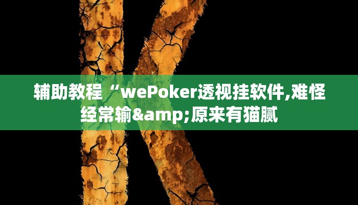 辅助教程“wePoker透视挂软件,难怪经常输&原来有猫腻
