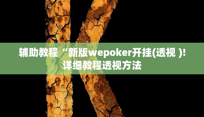 辅助教程“新版wepoker开挂(透视 )!详细教程透视方法