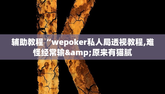 辅助教程“wepoker私人局透视教程,难怪经常输&原来有猫腻