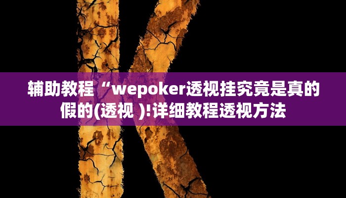 辅助教程“wepoker透视挂究竟是真的假的(透视 )!详细教程透视方法