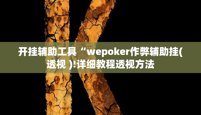 开挂辅助工具“wepoker作弊辅助挂(透视 )!详细教程透视方法