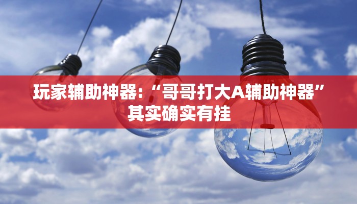 玩家辅助神器:“哥哥打大A辅助神器”其实确实有挂