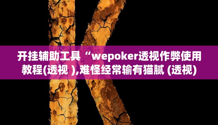 开挂辅助工具“wepoker透视作弊使用教程(透视 ),难怪经常输有猫腻 (透视)