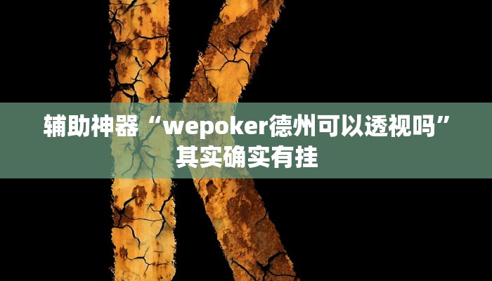 辅助神器“wepoker德州可以透视吗”其实确实有挂