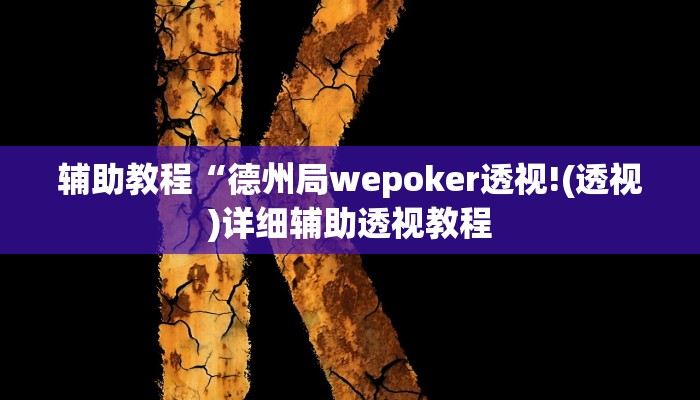 辅助教程“德州局wepoker透视!(透视)详细辅助透视教程