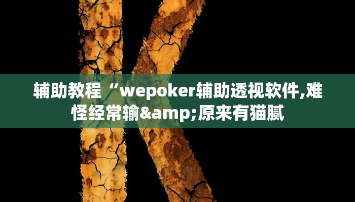 辅助教程“wepoker辅助透视软件,难怪经常输&原来有猫腻