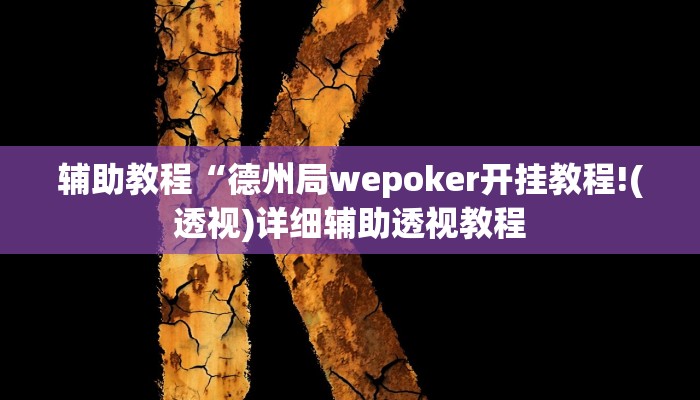 辅助教程“德州局wepoker开挂教程!(透视)详细辅助透视教程