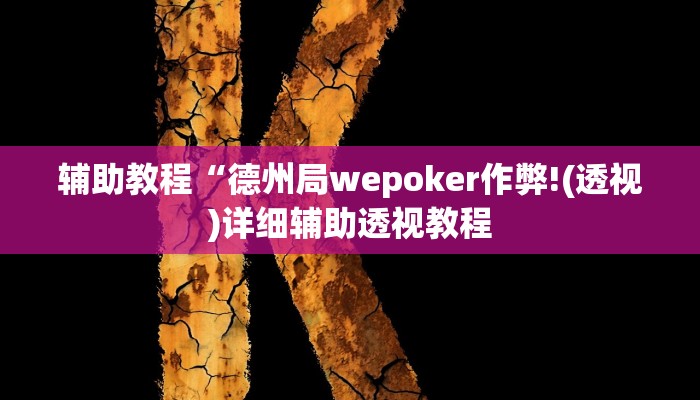 辅助教程“德州局wepoker作弊!(透视)详细辅助透视教程