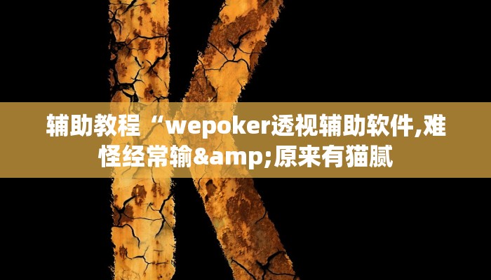辅助教程“wepoker透视辅助软件,难怪经常输&原来有猫腻