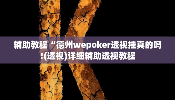 辅助教程“德州wepoker透视挂真的吗!(透视)详细辅助透视教程