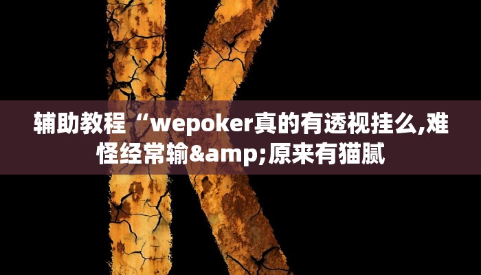 辅助教程“wepoker真的有透视挂么,难怪经常输&原来有猫腻