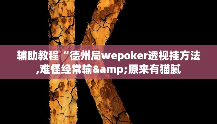 辅助教程“德州局wepoker透视挂方法,难怪经常输&原来有猫腻