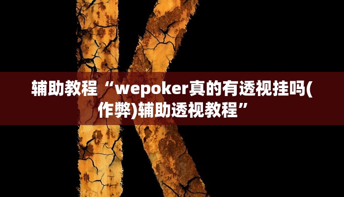 辅助教程“wepoker真的有透视挂吗(作弊)辅助透视教程”