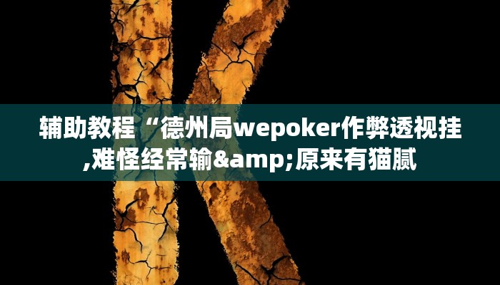 辅助教程“德州局wepoker作弊透视挂,难怪经常输&原来有猫腻