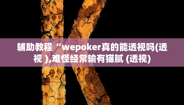 辅助教程“wepoker真的能透视吗(透视 ),难怪经常输有猫腻 (透视)