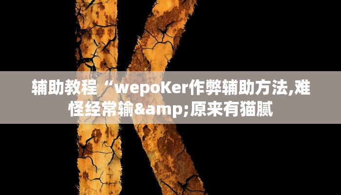 辅助教程“wepoKer作弊辅助方法,难怪经常输&原来有猫腻