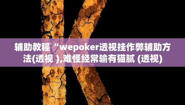 辅助教程“wepoker透视挂作弊辅助方法(透视 ),难怪经常输有猫腻 (透视)
