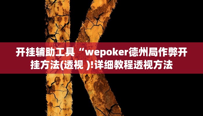 开挂辅助工具“wepoker德州局作弊开挂方法(透视 )!详细教程透视方法