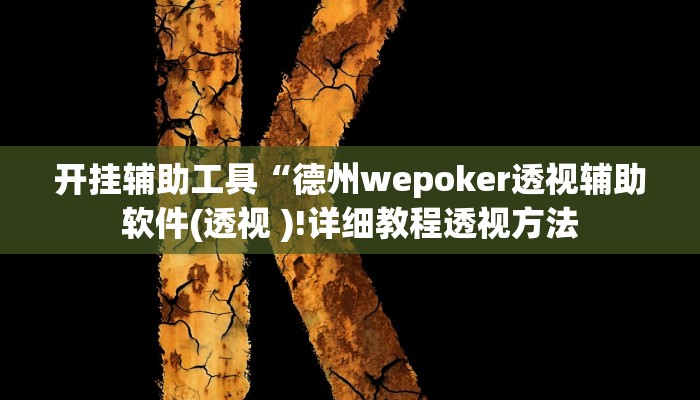 开挂辅助工具“德州wepoker透视辅助软件(透视 )!详细教程透视方法