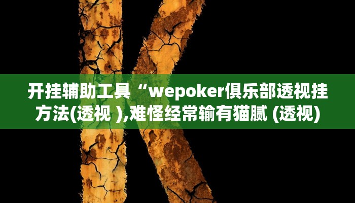 开挂辅助工具“wepoker俱乐部透视挂方法(透视 ),难怪经常输有猫腻 (透视)