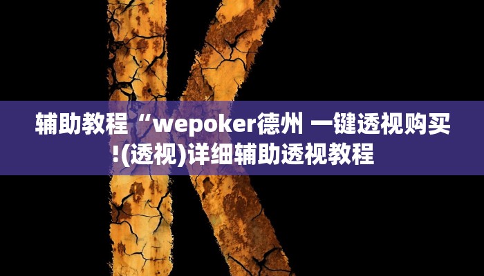 辅助教程“wepoker德州 一键透视购买!(透视)详细辅助透视教程