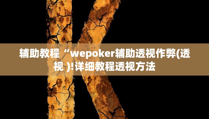 辅助教程“wepoker辅助透视作弊(透视 )!详细教程透视方法