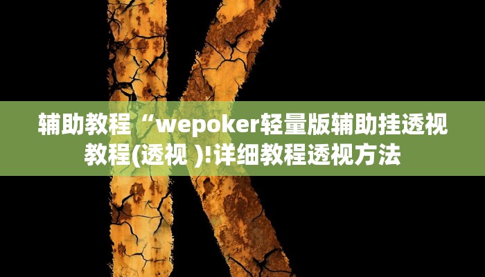 辅助教程“wepoker轻量版辅助挂透视教程(透视 )!详细教程透视方法