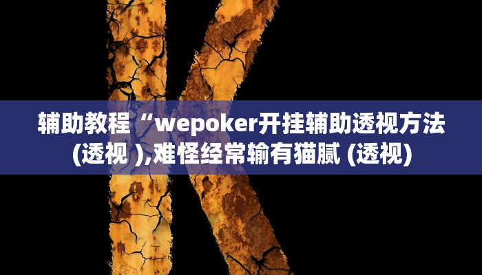 辅助教程“wepoker开挂辅助透视方法(透视 ),难怪经常输有猫腻 (透视)