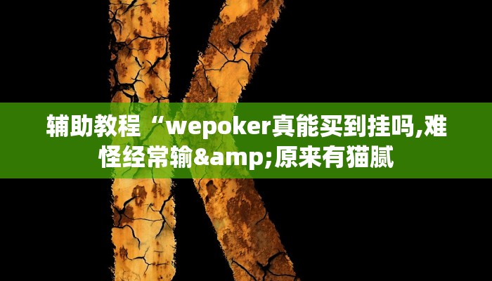 辅助教程“wepoker真能买到挂吗,难怪经常输&原来有猫腻