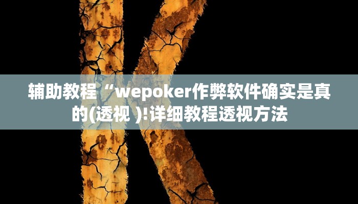 辅助教程“wepoker作弊软件确实是真的(透视 )!详细教程透视方法